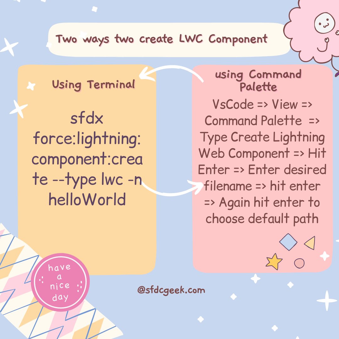 thesaleemshaikh's tweet photo. Today's learning How to create Your first component in LWC? here is how
#Salesforce #trailhead #sfdc #journey2salesforce #LWC #lightningwebcomponent🙂 https://t.co/Puur3VphHr