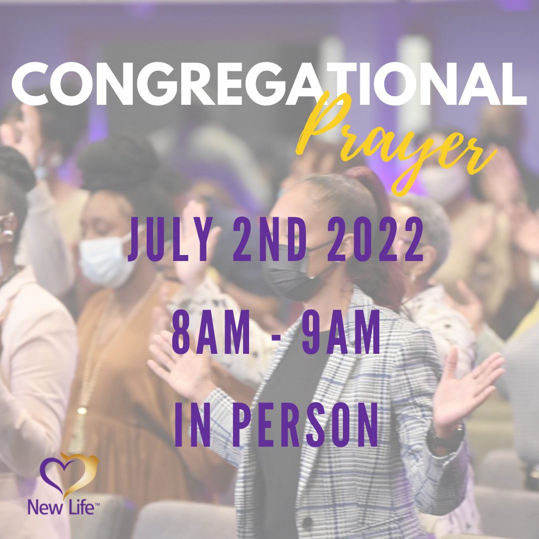 Meet us in the sanctuary in 1 hr for Congregational Prayer. Please note the time change. #NewLifeOfallon