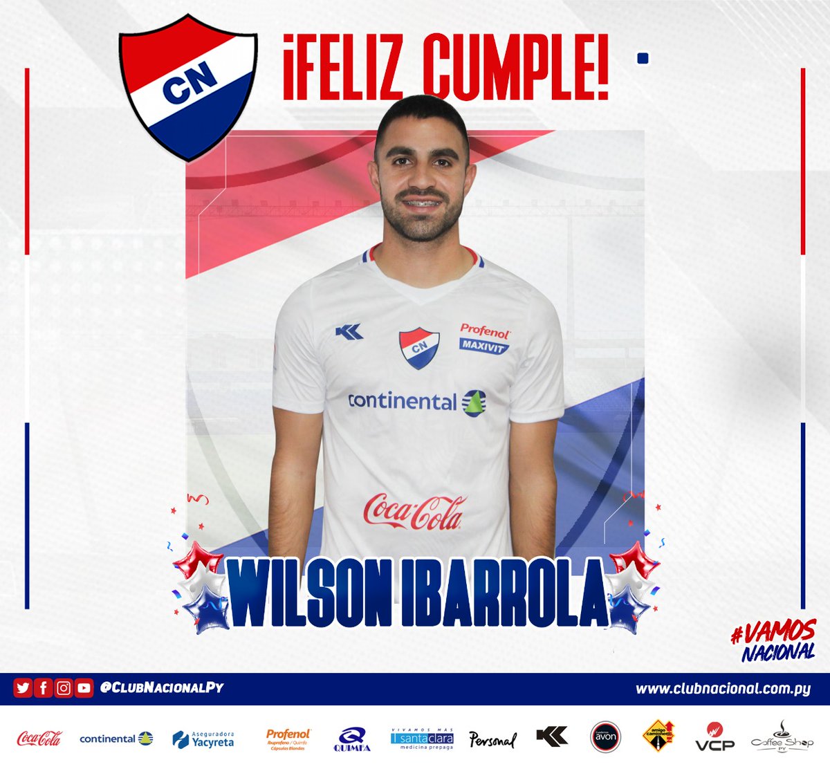 clubnacionalpy's tweet photo. #CumpleañeroTricolor 🔴⚪🔵

🎉¡Hoy está de cumpleaños nuestro jugador Wilson Ibarrola (@IbarrolaWilson)

Le deseamos muchisimas felicidades !🎂🙋🏻‍♂️

#LaAcademia 🙌🏻 https://t.co/iGLKgrqJk9