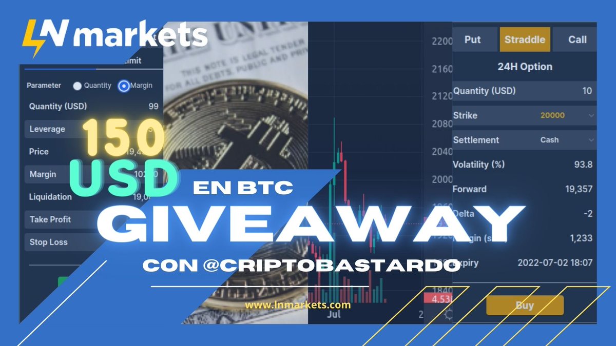 Javier ₿astardo🍐🏴☠️ (@criptobastardo) on Twitter photo 😎🤲 Les traigo nuevo GIVEAWAY gracias a #LNMarkets⚡🍊
Son $150 en #Bitcoin via #Lightning⚡️
Condiciones:
1. Like + RT a este tweet
2. Sigue a <a href="/LNMarkets/">LN Markets</a>
3. Etiqueta a dos amigos en este tweet usando el hashtag #LNMarkets
Mientras más etiquetes, más chance tienes de ganar
#ad 😎🤲 Les traigo nuevo GIVEAWAY gracias a #LNMarkets⚡🍊
Son $150 en #Bitcoin via #Lightning⚡️
Condiciones:
1. Like + RT a este tweet
2. Sigue a <a href="/LNMarkets/">LN Markets</a>
3. Etiqueta a dos amigos en este tweet usando el hashtag #LNMarkets
Mientras más etiquetes, más chance tienes de ganar
#ad