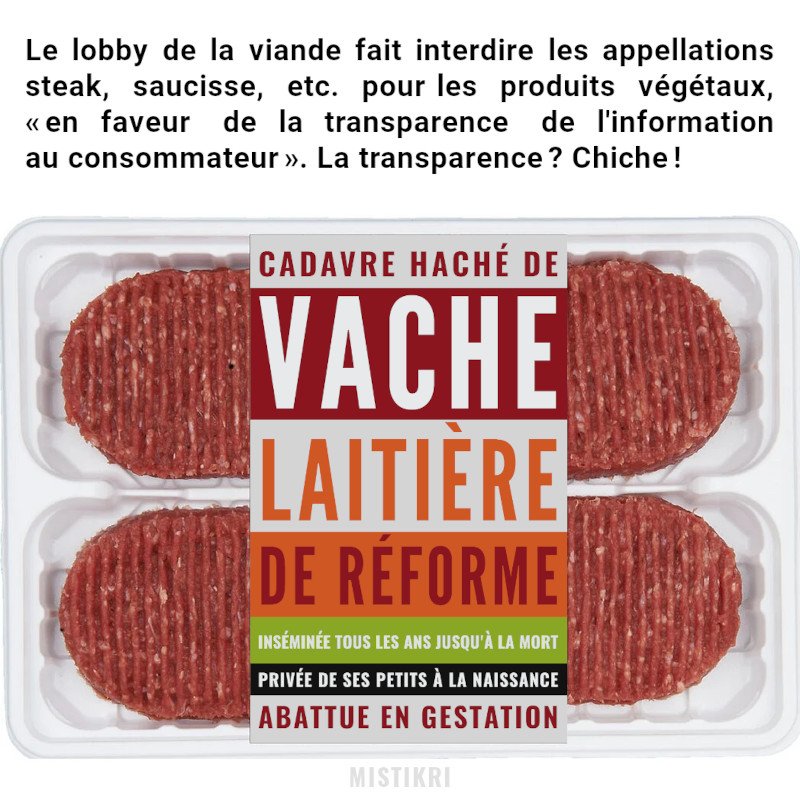 Le lobbying de la viande veut de la transparence pour mieux informer les consommateurs... Et bien nous aussi ! #ElevageIntensif #SouffranceAnimale
Visuel de @MistikriMiaou