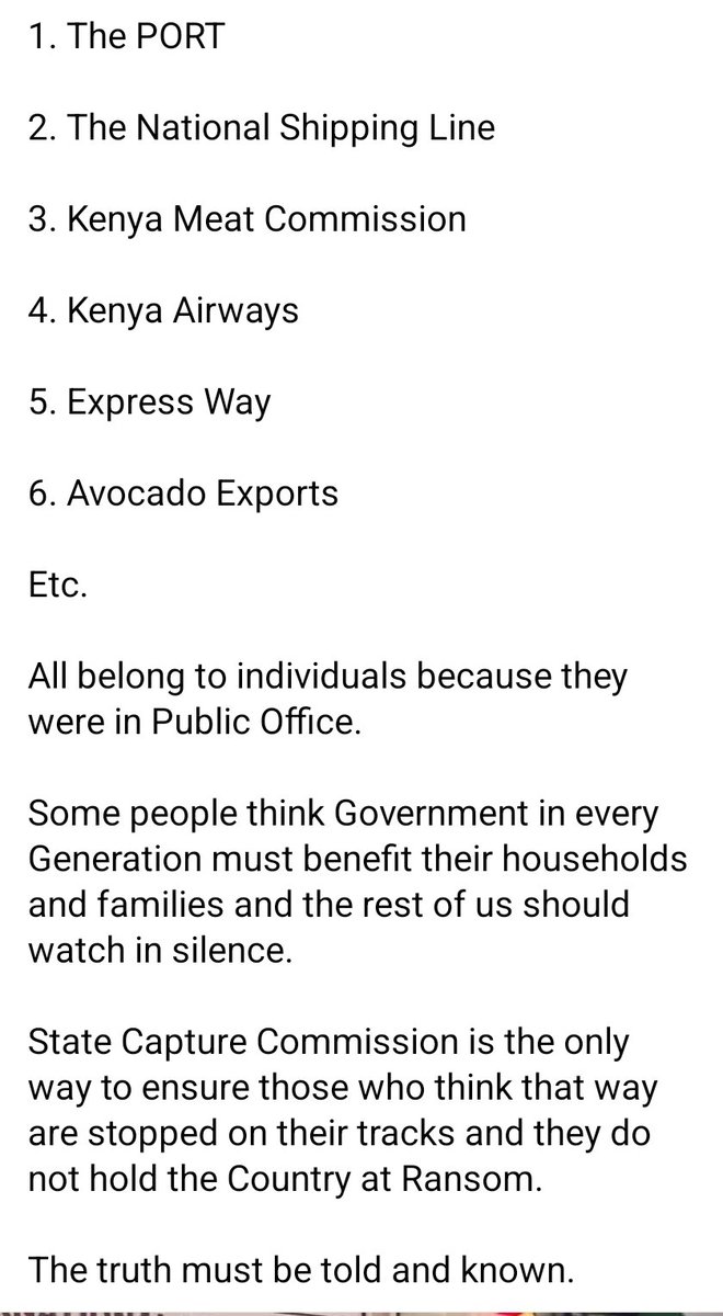 FREEDOM IS COMING!

Anyone who has taken State Assets &amp; made them their own MUST be very AFRAID

We cannot have a situation where some people think Government exists to change the fortunes of their households &amp; Families

It is time for a STATE Capture Commission!

<a href="/EmmanuelTalam/">emmanuel talam</a>