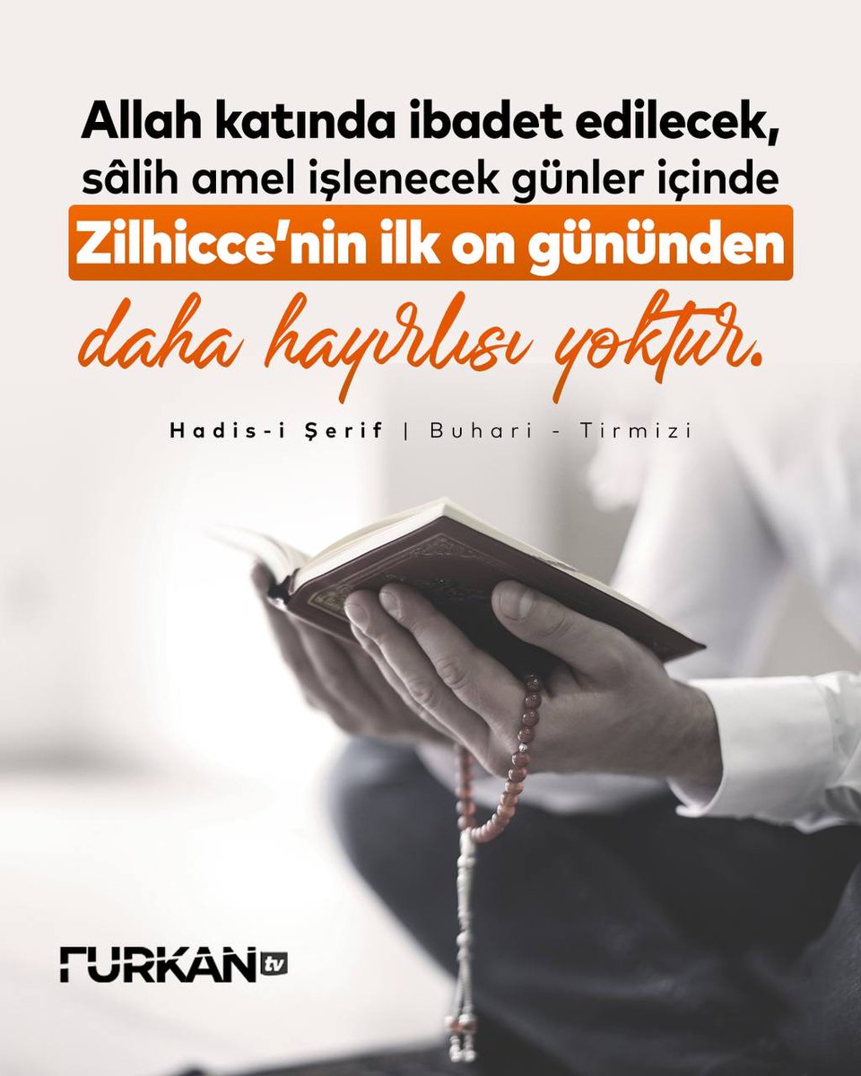 “Allah katında ibadet edilecek, sâlih amel işlenecek günler içinde zilhiccenin ilk on gününden daha hayırlısı yoktur” 

Buhârî, “ʿÎdeyn”, 11; Tirmizî, “Ṣavm”, 52

#ZilhicceGeceleri