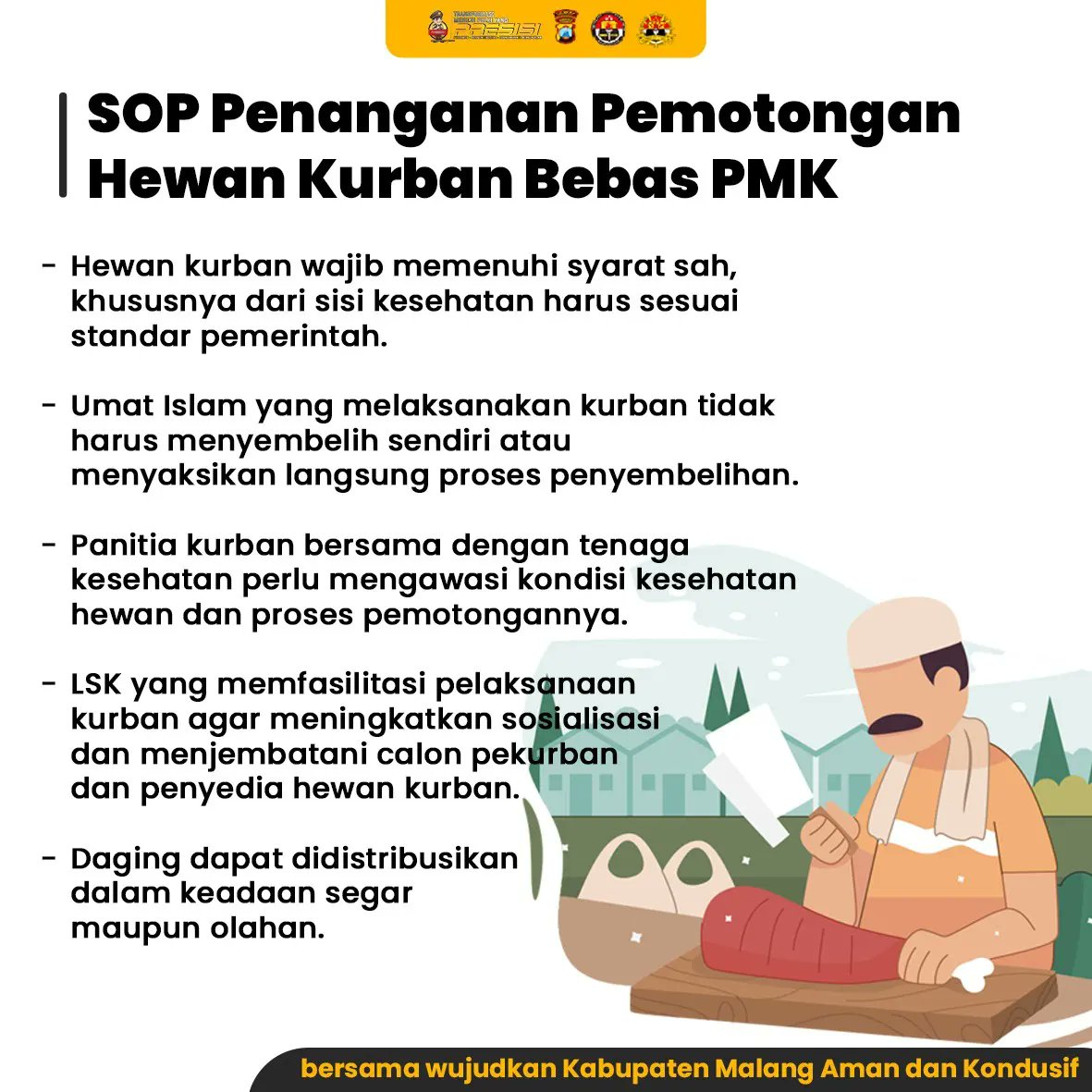 Saat akan menyembelih hewan kurban, pastikan terlebih dahulu SOP dalam penanganan pemotongan hewan kurban

@polresmalang_polisiadem
@polresmalangnew
@divisihumaspolri
<a href="/humaspoldajatim/">𝐇𝐔𝐌𝐀𝐒 𝐏𝐎𝐋𝐃𝐀 𝐉𝐀𝐖𝐀 𝐓𝐈𝐌𝐔𝐑</a>
@dinaspeternakan_kabmalang
@kementerianpertanian
@aremamedia
<a href="/info_malang/">MALANG</a>
<a href="/infomalangan/">infomalangan</a>