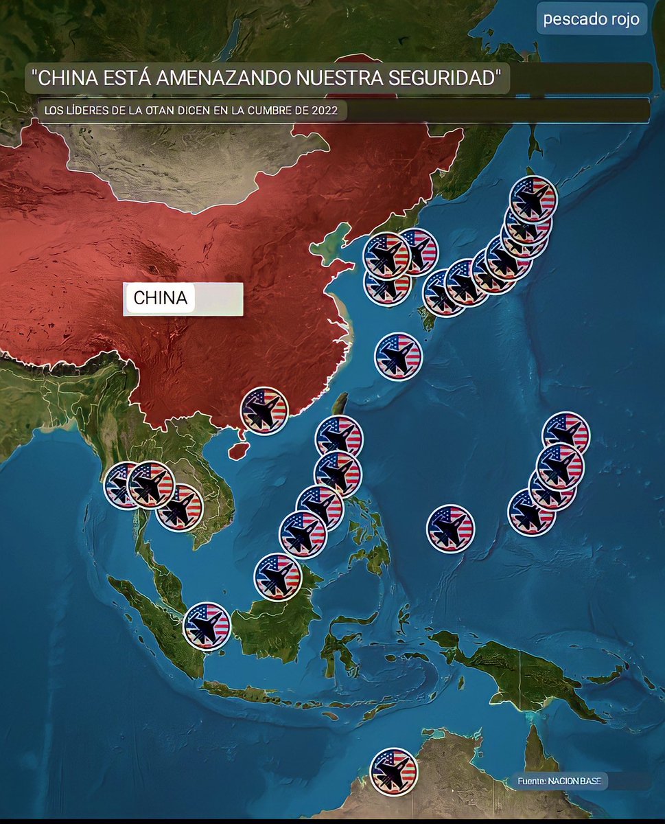 FittipaldiSimon's tweet photo. Lo más cumbre es que EEUU dice que China los tiene rodeados en Asia !! #DobleMoral #SeCaen https://t.co/ILCItogsvg