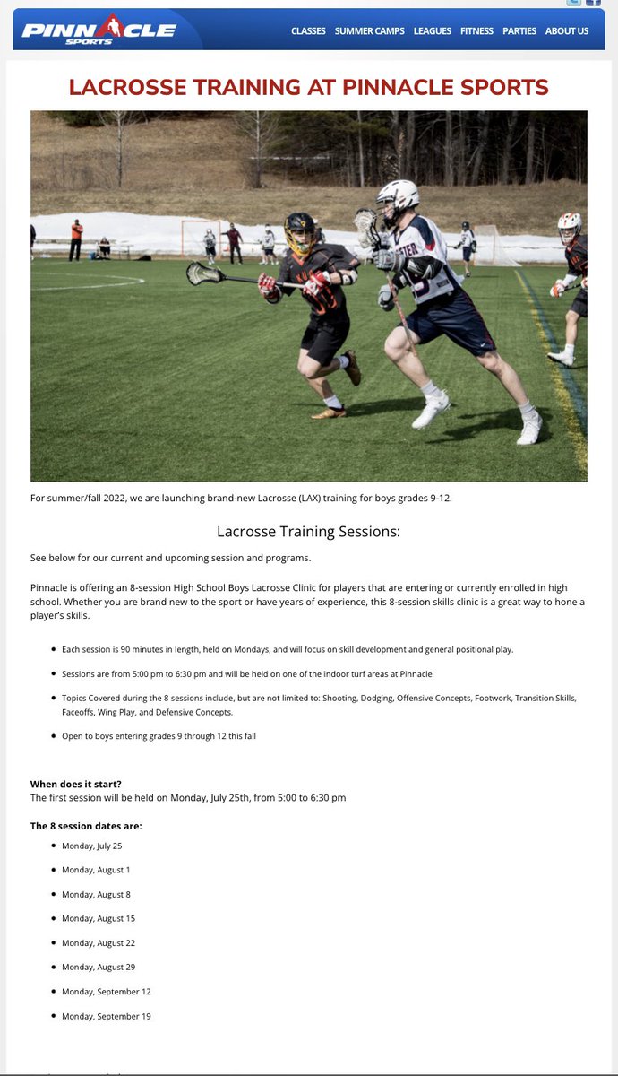 Pinnacle Lacrosse is here!! Information in link below! 

pinnaclesports.org/classes/lax-cl…

(There are still a few paid coaching positions available with these sessions)