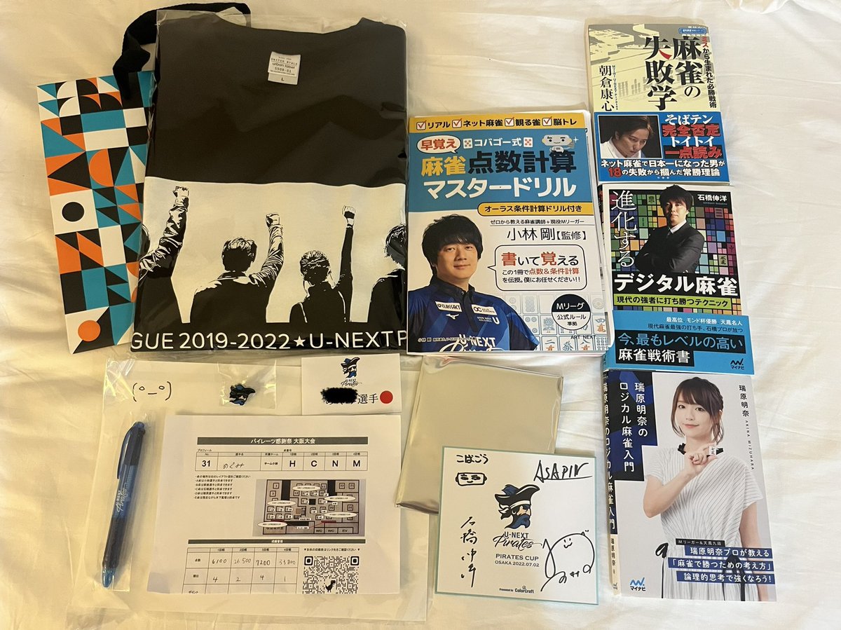pgajtwmka's tweet photo. U-NEXT Pirates大阪大会

点棒計算不可でしたが、同卓の皆様が暖かく、楽しかった🤗優勝！（貢献❌）
大会、自動配牌、家族以外の方と麻雀、初でしたが楽しめました😃
コバゴーさんチームで、気軽に打ったらいいよと言ってくれて気が楽になりました！
皆様ありがとうございました！
　#UNEXTパイレーツ https://t.co/479vKREg6I