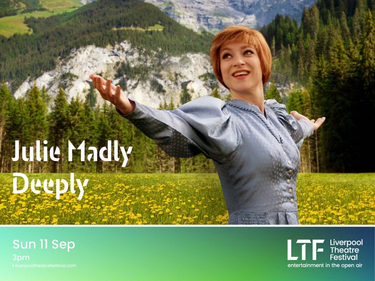 ON SALE - JULIE MADLY DEEPLY - 11 Sep - 3pm
The West End/Off-Broadway smash-hit show!
Adored by millions, Dame Julie Andrews is a genuine showbiz icon. This charming yet cheeky cabaret takes a look at fame and fandom through the eyes and voice of award-winning Sarah-Louise Young.