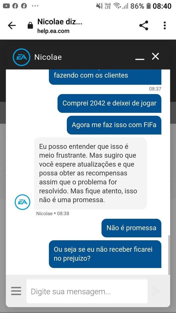AlexFrazaoDF's tweet photo. @EASPORTSFIFA @EASPORTSFIFA Mais uma  assinei EA play com a promessa de ter meus bônus,pacote etc... Não recebi!
Entrei em contato ao suporte e tive uma resposta que não é promessa de resolverem meu problema... falará de respeito com nos fãs da franquia... https://t.co/rovqCuFpu8