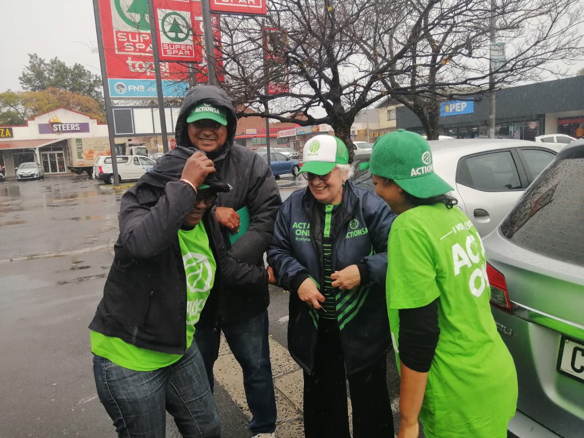 YvettedKR01's tweet photo. KUILS RIVER WC... earlier today a part of #TeamWesternCape braving #TheCapeOfStorms weather to campaign... There was lots of interest and people could tell us about ActionSA..💚💚🇿🇦🇿🇦#LetsFixSouthAfrica @HermanMashaba @MmQwashu @UMataba @AntoinetteLoff1 @krysty481 @JohnMoodeyGP https://t.co/jtoo9ksukc