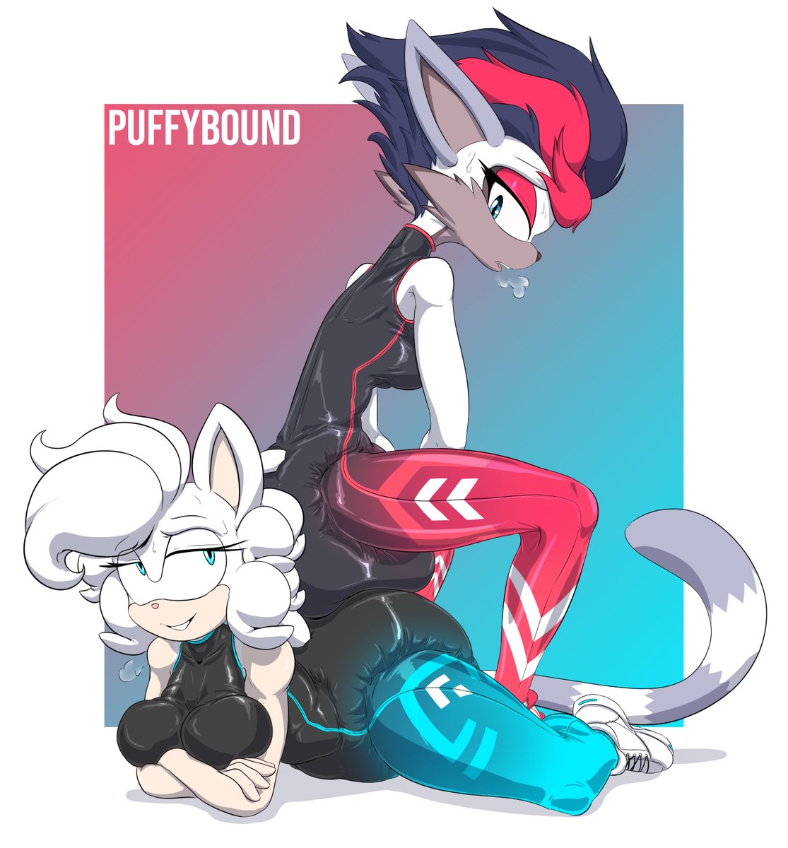 PuffyBound's tweet photo. Workout Relief - Serene resting to catch some breath and having some relief with @SophiePoof63 after an intense workout session together. https://t.co/F7JMPeQ6ZC