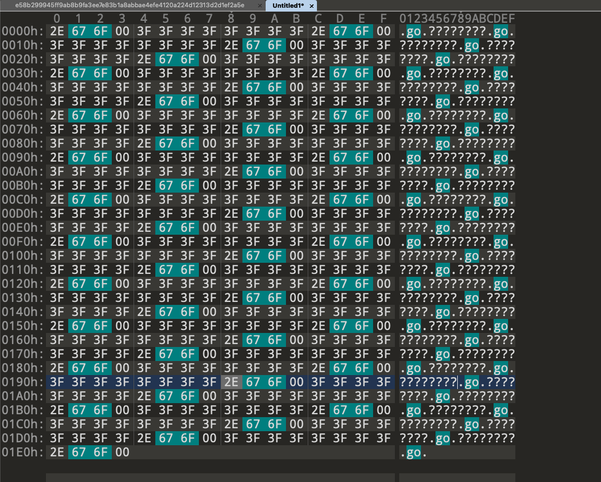 cyb3rops's tweet photo. This obfuscator for Go binaries replaces values with exactly 8 byte long random chars, which we can use to create a YARA rule to detect that obfuscation 🥳 https://t.co/6LlYPueFsy