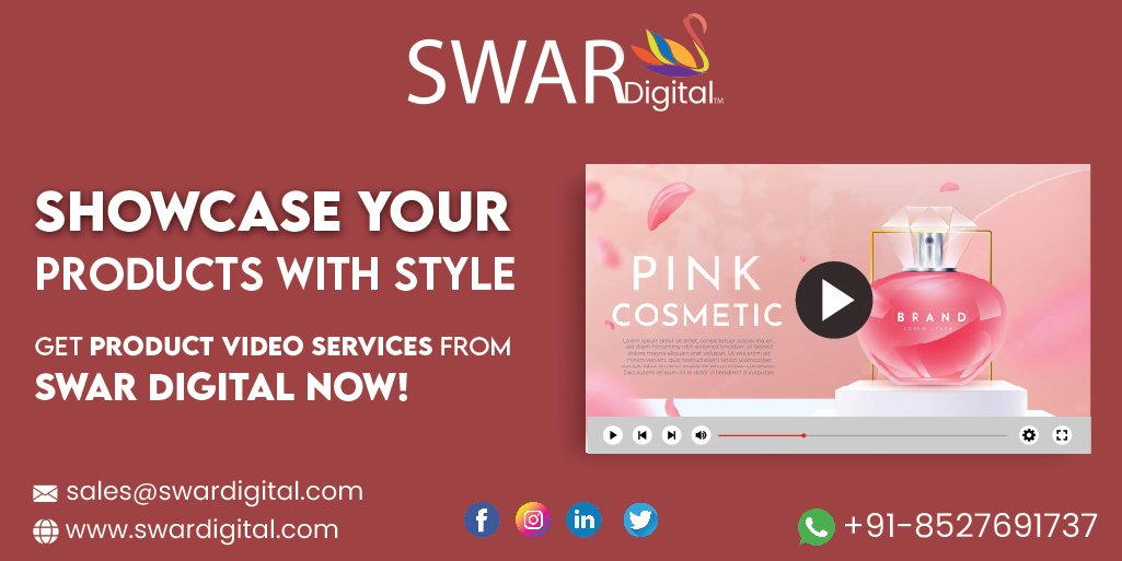 Showcase Your Products With Style.
Get Product Video Services From Swar Digital Now! 
Visit Our Website: swardigital.com
Call Or WhatsApp: +91-8527691737
#videodevelopment #prodictvideo #brandvideo #videocreation #videocreator #videoediting #videomaking #Videomakingagency
