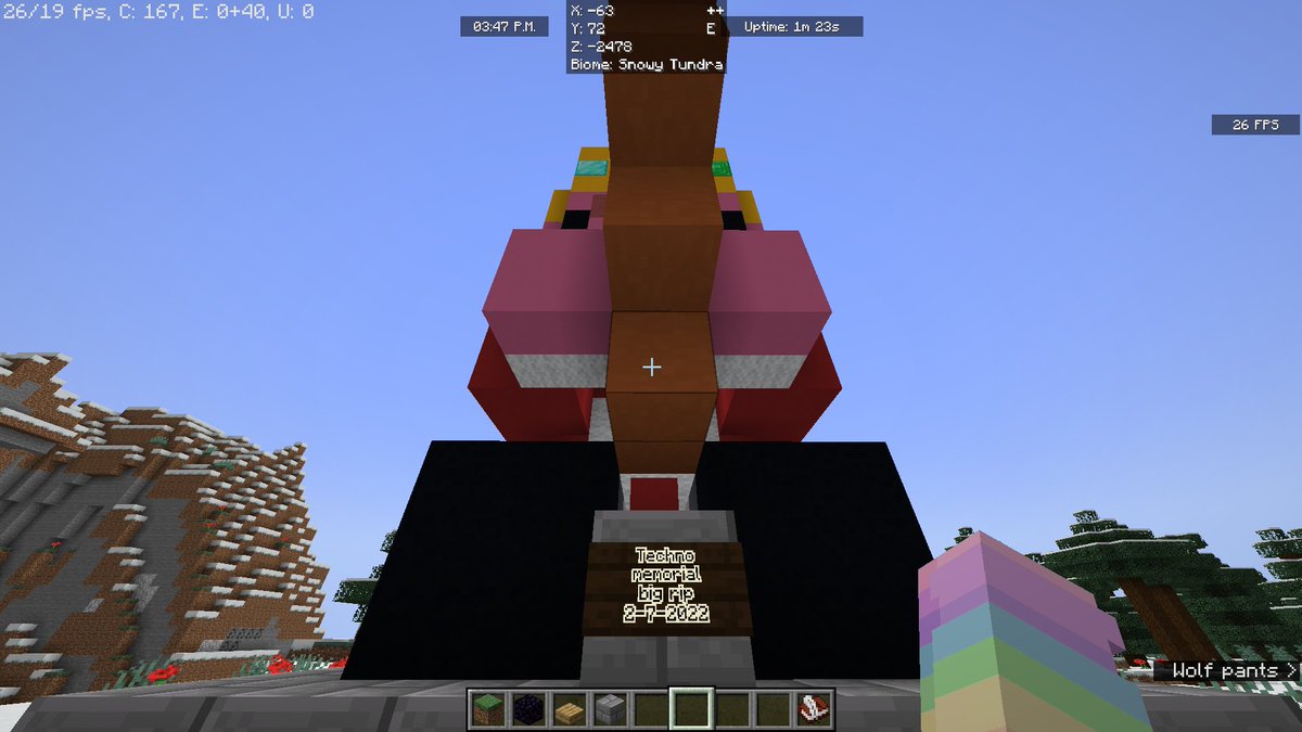 appeltaart12345's tweet photo. I have a world where i recreate the dream smp and I just built this memorial for Techno next to his house. If anyone has anything to say, comment or dm me and I'll add it on a sign or in a book next to the statue<3 @Technothepig #Technoblade #RestInPeaceTechno https://t.co/Rjht8piP48