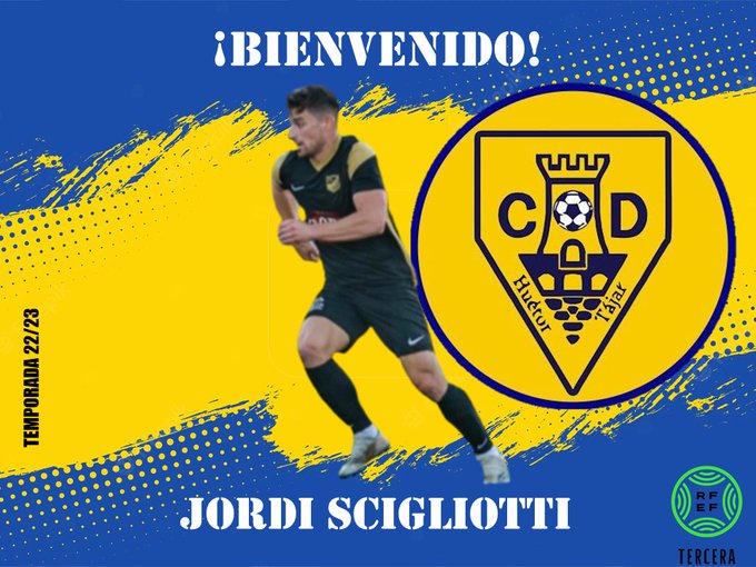 📣​ <a href="/JordiScigliotti/">Jordi Scigliotti</a>, nuevo fichaje del <a href="/CDHuetorTajar/">CD Espárrago de Huétor Tájar💛💙</a> 

⚽ Procede del <a href="/CFMOTRIL/">C.F. MOTRIL</a>, donde anotó 7️⃣ goles en 2️⃣​3️⃣ partidos

🏆 Vivirá la experiencia de la Copa del Rey con el cuadro panciverde