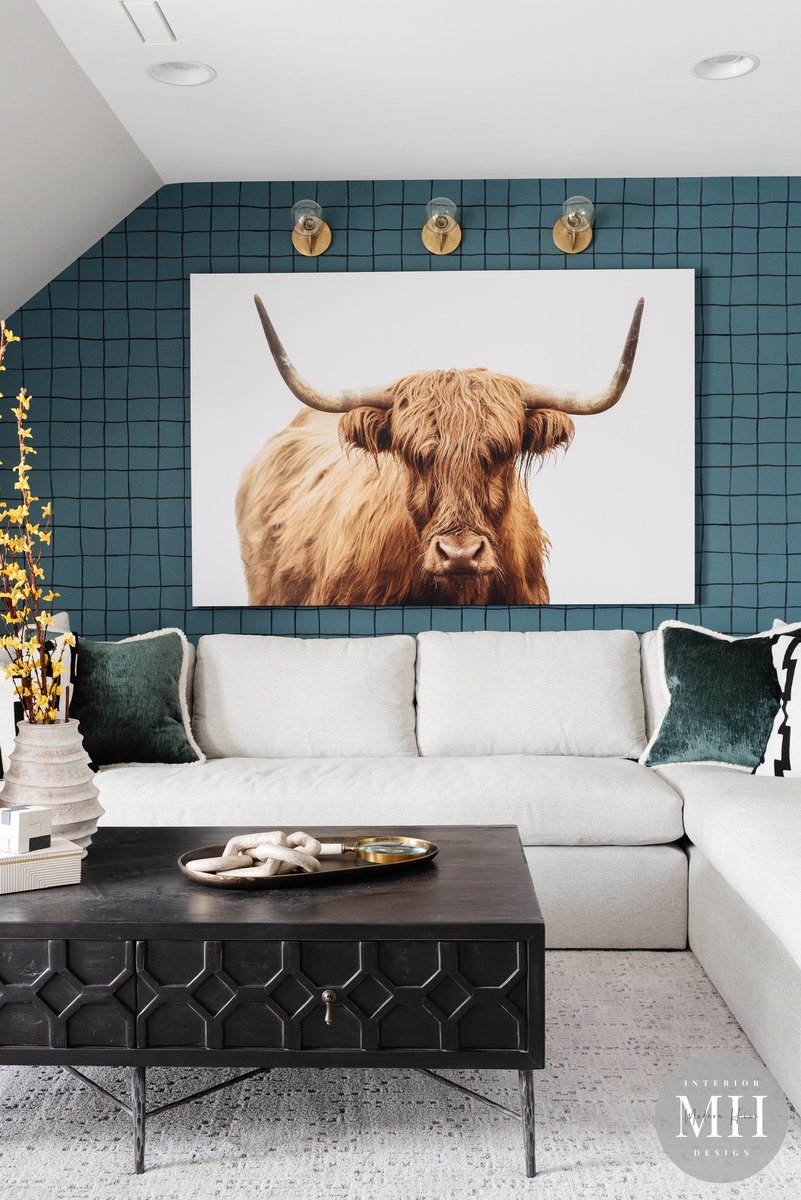 Keeping it fun and cozy for this epic game room! 

We had to keep the kids and grandkids in mind for this space and what better way than pattern, color, and of course that highland cow! 🐂

📸 @MandyMcGregorPhoto

#styledbymh #omahainteriordesign #MHstyleathome #interiordesign