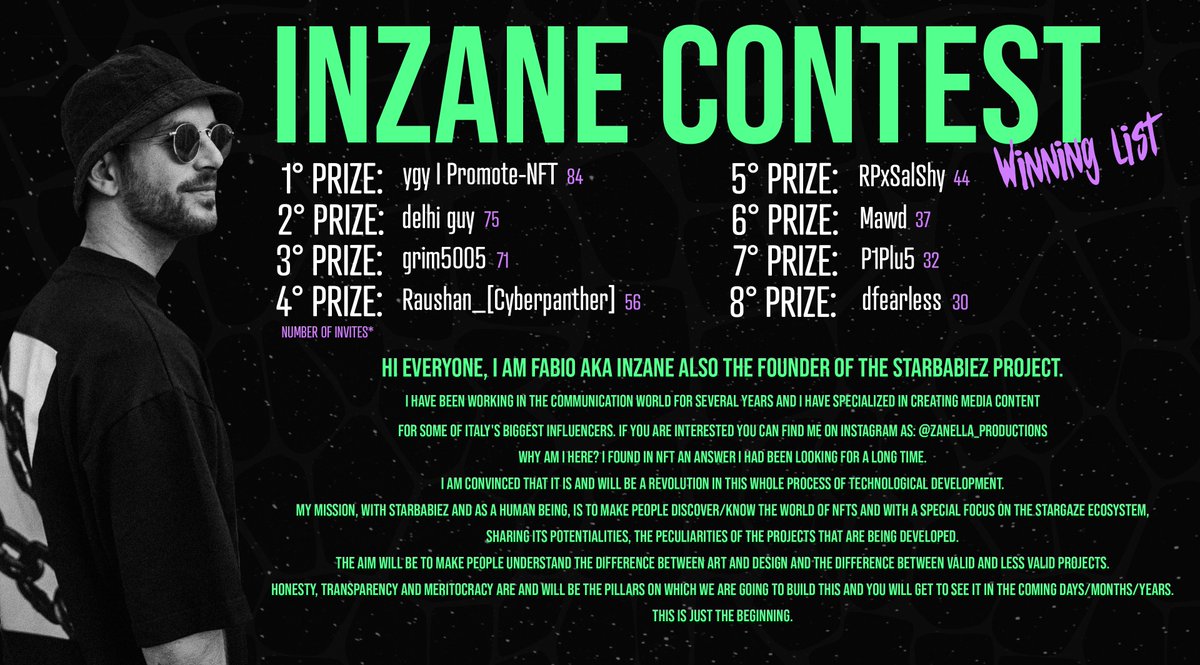 StarBabiez's tweet image. 👶 I am pleased to reveal who I am and what is the vision behind #StarBabiez plus share with you the results of the INZANE contest! 🎁

Thanks to everyone who took part in this,
there will be many more chances to win prizes!

#NFTCommunity #IBCGang #NFTGiveaway #Stargazers