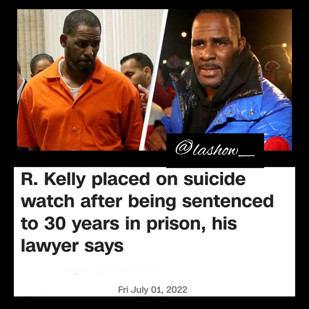 Lashow_'s tweet photo. #lashow #news #RKelly #NewYork #suicidewatch #highprofiletrial #kids #sextrafficking #singer #celebrity #musicindustry https://t.co/oIdLqMiKkR