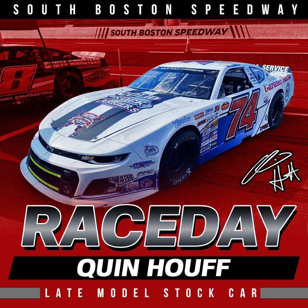 Quin Houff (@p1_houff) on Twitter photo Itās race day here <a href="/SoBoSpeedway57/">South Boston Speedway</a>! Looking forward to a fun day of racing! Be sure to come see us before the race during the 5:15pm autograph session and get some Mount-n Lock koozies/hero cards! If you canāt make it out catch the action online at floracing.com. Itās race day here <a href="/SoBoSpeedway57/">South Boston Speedway</a>! Looking forward to a fun day of racing! Be sure to come see us before the race during the 5:15pm autograph session and get some Mount-n Lock koozies/hero cards! If you canāt make it out catch the action online at floracing.com.