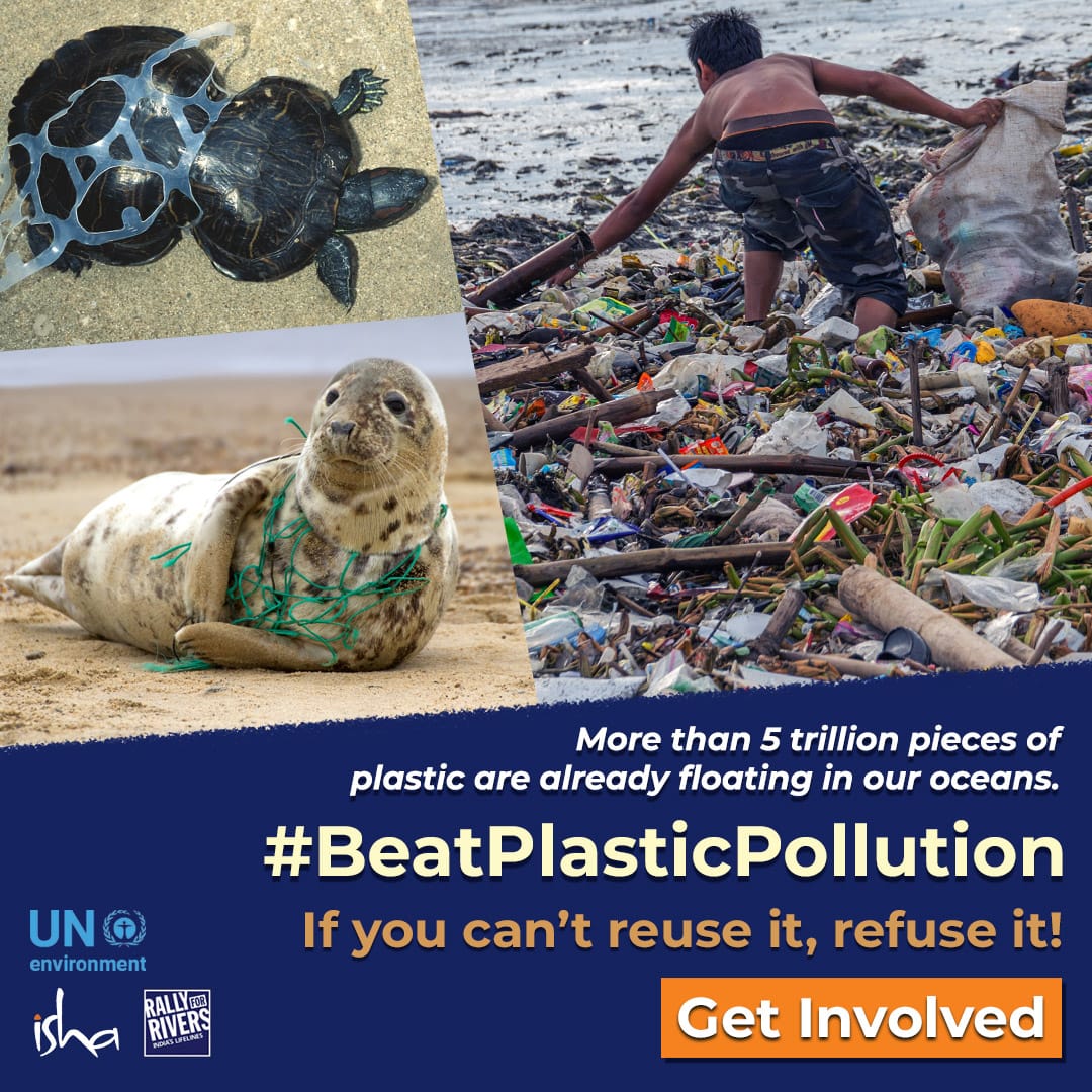 dst_san's tweet image. #SingleUsePlastic ban is a substantial step taken by Bharat to stop plastic pollution. Not only animals and the environment but the terrible effects of plastic affects humans as well. Kudos to @ishafoundation volunteers who been working for this since 2018 #BeatPlasticPollution