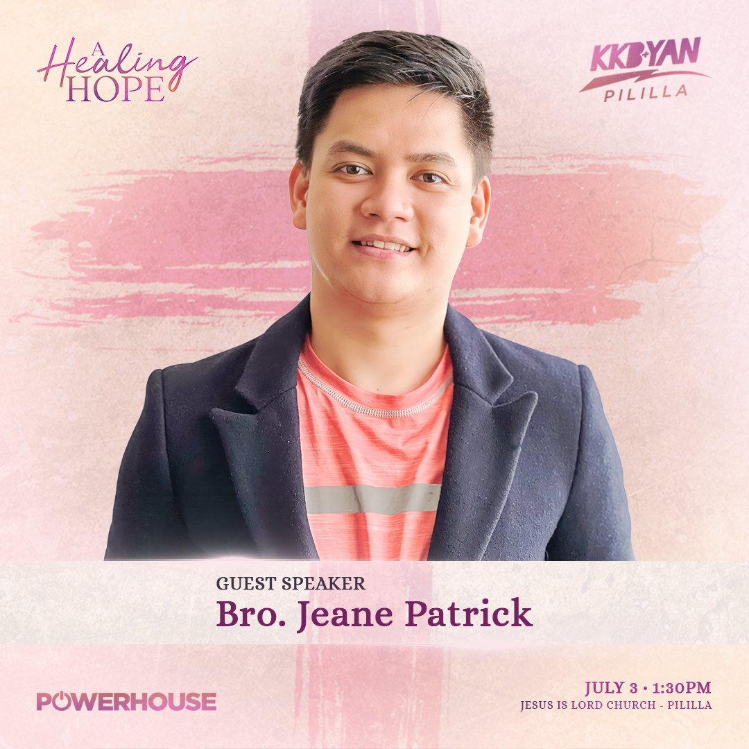 We are glad to introduce our first guest speaker. He is now far from us by land but his commitment and love to give support on the ministry he led then is unstoppable, Bro. Jeane Patrick Almadovar.

See you, KKB YAN!
#HealingHope