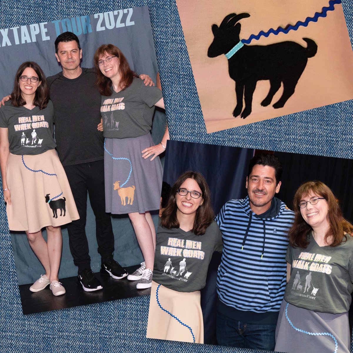 Fan4Life143's tweet photo. “It’s hard to feel manly walking a goat” 
- Jordan Knight, #FarmhouseFixer, Season 2 

Nah, #RealMenWalkGoats!! Right, @jonathanrknight?! 😉😊🐐💗 @MichelleMacumbe #GoatSkirts #GoatPoodleSkirts #HomemadeWithLove #MixtapeTour2022 #NKOTBMixtapeTour https://t.co/9uyQAn7Vqj