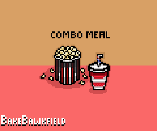 Theme: #popcorn

'Popcorn w/ a soda on the side!'

#pixelart #pixelartist #ドット絵  #aseprite #digitalart #art #pixel_dailies @Pixel_Dailies @PixelTheme #popcorn #soda #theaterfood #combomeal