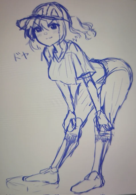 iPadでラフ。久々の野球イラスト、楽しい…! 