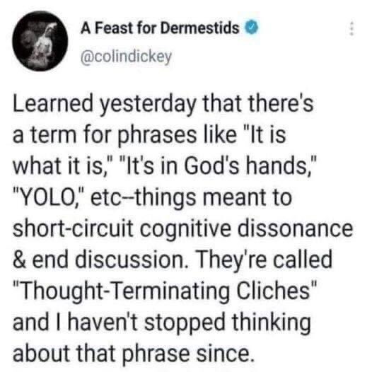 Thought-terminating clichés.