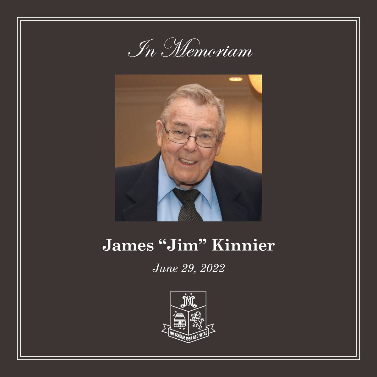 It is with sadness that Archbishop Molloy High School shares the passing of Mr. James “Jim” Kinnier on June 29, 2022. Mr. Kinnier was a beloved member of the Molloy community for over 61 years. More information: molloyhs.org/apps/news/arti…