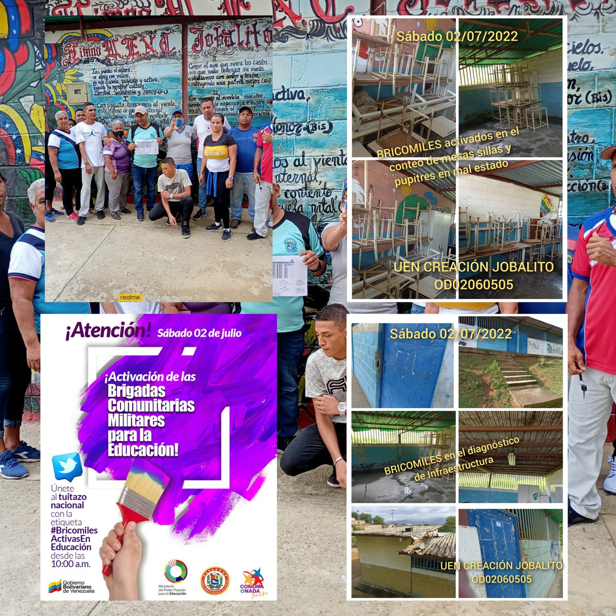 Instituciones del circuito 50505004 activadas con las BRICOMILES en la verificación de la infraestructura. <a href="/maduro_en/">Nicolás Maduro</a> <a href="/Soykarinacarpio/">Karina Carpio</a> <a href="/juancarlospsuv/">Juan Carlos Sanchez</a> <a href="/yelitzePSUV_/">Yelitze Santaella</a> <a href="/_LaAvanzadora/">Yelitze Santaella</a> <a href="/leoalvacabrera/">Prof. Leonardo Alvarado</a> <a href="/MYovao120/">Yobany Marchena</a>