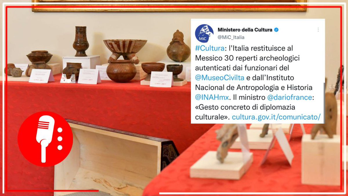 ReporterosMX_'s tweet image. Ojo: Como un gesto concreto de diplomacia cultural, Italia regresa a México 30 piezas arqueológicas; los hallazgos fueron autenticados por los funcionarios del Museo delle Civiltá y el @INAHmx bit.ly/3yA95qU