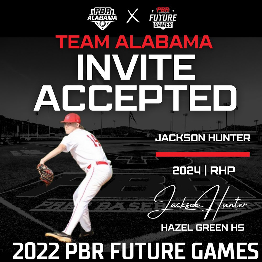 Prep Baseball Alabama (@prepbaseballal) on Twitter photo 𝐒𝐞𝐞 𝐲𝐨𝐮 𝐢𝐧 𝐀𝐭𝐥𝐚𝐧𝐭𝐚, <a href="/JacksonHunter34/">Jackson Hunter</a> 🤩
‘24 RHP Jackson Hunter has accepted his invite to the 2022 PBR Future Games at <a href="/LakePointSports/">LakePoint Sports</a>.
Hunter is the 8th-ranked prospect in AL’s 2024 Class.
<a href="/PrepBaseball/">Prep Baseball</a> || #PBRFG22 𝐒𝐞𝐞 𝐲𝐨𝐮 𝐢𝐧 𝐀𝐭𝐥𝐚𝐧𝐭𝐚, <a href="/JacksonHunter34/">Jackson Hunter</a> 🤩
‘24 RHP Jackson Hunter has accepted his invite to the 2022 PBR Future Games at <a href="/LakePointSports/">LakePoint Sports</a>.
Hunter is the 8th-ranked prospect in AL’s 2024 Class.
<a href="/PrepBaseball/">Prep Baseball</a> || #PBRFG22