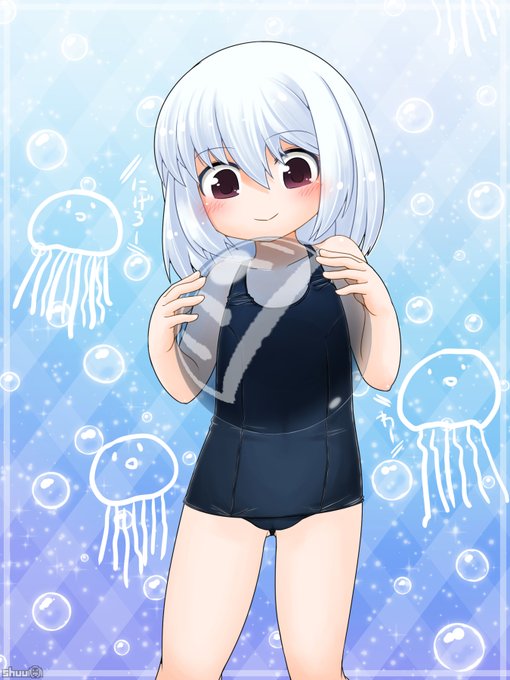 「school swimsuit white hair」 illustration images(Latest)