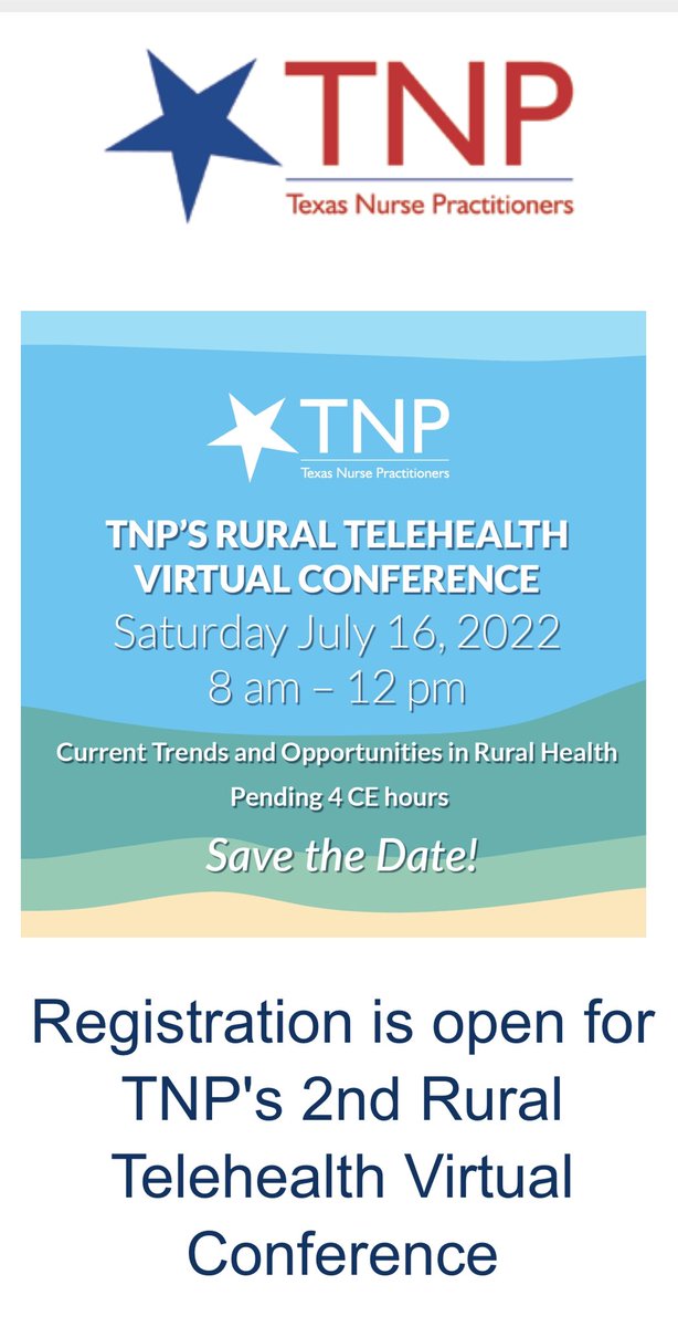 Dr. Vicki Brooks DNP, APRN, FNP-BC,FAANP (@brooks_vicki) on Twitter photo Please sign up for the #Rural #Health Virtual #Conference #NPsLead <a href="/torchnet/">TORCH</a> <a href="/TexasNursesAssn/">Texas Nurses Association</a> #RuralEmpowerment <a href="/TNPAustin/">TXNursePractitioners</a> <a href="/ANPAssociation/">Arkansas Nurse Practitioner Association</a> <a href="/LANPVoice/">Louisiana Association of Nurse Practitioners</a> <a href="/OklahomaNurses/">Oklahoma Nurses</a> Please sign up for the #Rural #Health Virtual #Conference #NPsLead <a href="/torchnet/">TORCH</a> <a href="/TexasNursesAssn/">Texas Nurses Association</a> #RuralEmpowerment <a href="/TNPAustin/">TXNursePractitioners</a> <a href="/ANPAssociation/">Arkansas Nurse Practitioner Association</a> <a href="/LANPVoice/">Louisiana Association of Nurse Practitioners</a> <a href="/OklahomaNurses/">Oklahoma Nurses</a>