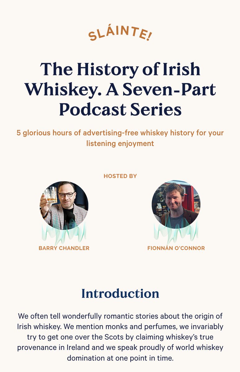 Barry Chandler 🥃 (@irishwhiskeybc) on Twitter photo Thrilled that the new <a href="/storiesandsips/">Stories & Sips Whiskey Club</a> podcast, The History of Irish Whiskey, is now live! It’s an incredible 5 hour ad-free deep dive into 800 yrs of Irish whiskey’s evolution in conversation with historian & author Fionnán O’Connor. Retweets appreciated! storiesandsips.com/history-of-iri… Thrilled that the new <a href="/storiesandsips/">Stories & Sips Whiskey Club</a> podcast, The History of Irish Whiskey, is now live! It’s an incredible 5 hour ad-free deep dive into 800 yrs of Irish whiskey’s evolution in conversation with historian & author Fionnán O’Connor. Retweets appreciated! storiesandsips.com/history-of-iri…