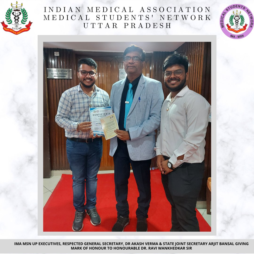 (1/3) On the occasion of National Doctors' Day, IMA MSN UP was invited to IMA Headquarters, ITO, Delhi. 
<a href="/IMA_MSNIndia/">IMA MSN HQs</a> 
<a href="/imamsnup/">Indian Medical Association-MSN (U.P. State)</a>
<a href="/drvinay_aiims/">Dr Vinay Kumar (Aiims Delhi)</a>
<a href="/Dr_AkashVerma/">Dr.AKASH VERMA</a>
@ssonthego1