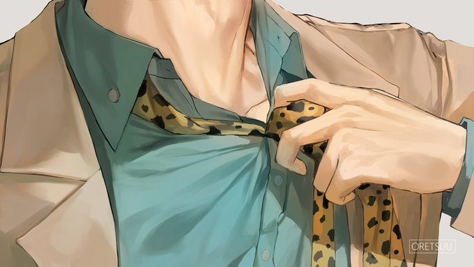 「adjusting necktie animal print」 illustration images(Latest)