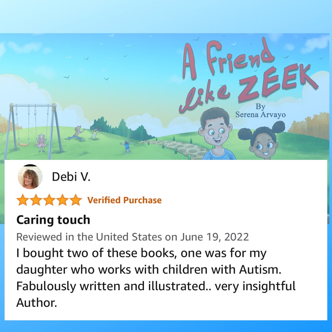 aFriendlikeZeek's tweet image. This #review made my morning! 🥹💙 
a Friend like Zeek a.co/d/5rC4kJO    #childrensbook #autism #asd #amazon #autismbook #bookreview #aac #nonverbal #inclusion #speech #sensory #autismmom #author #childrensbookreview #rt #kindness #AutismAwareness #AutismAcceptance 💙📖