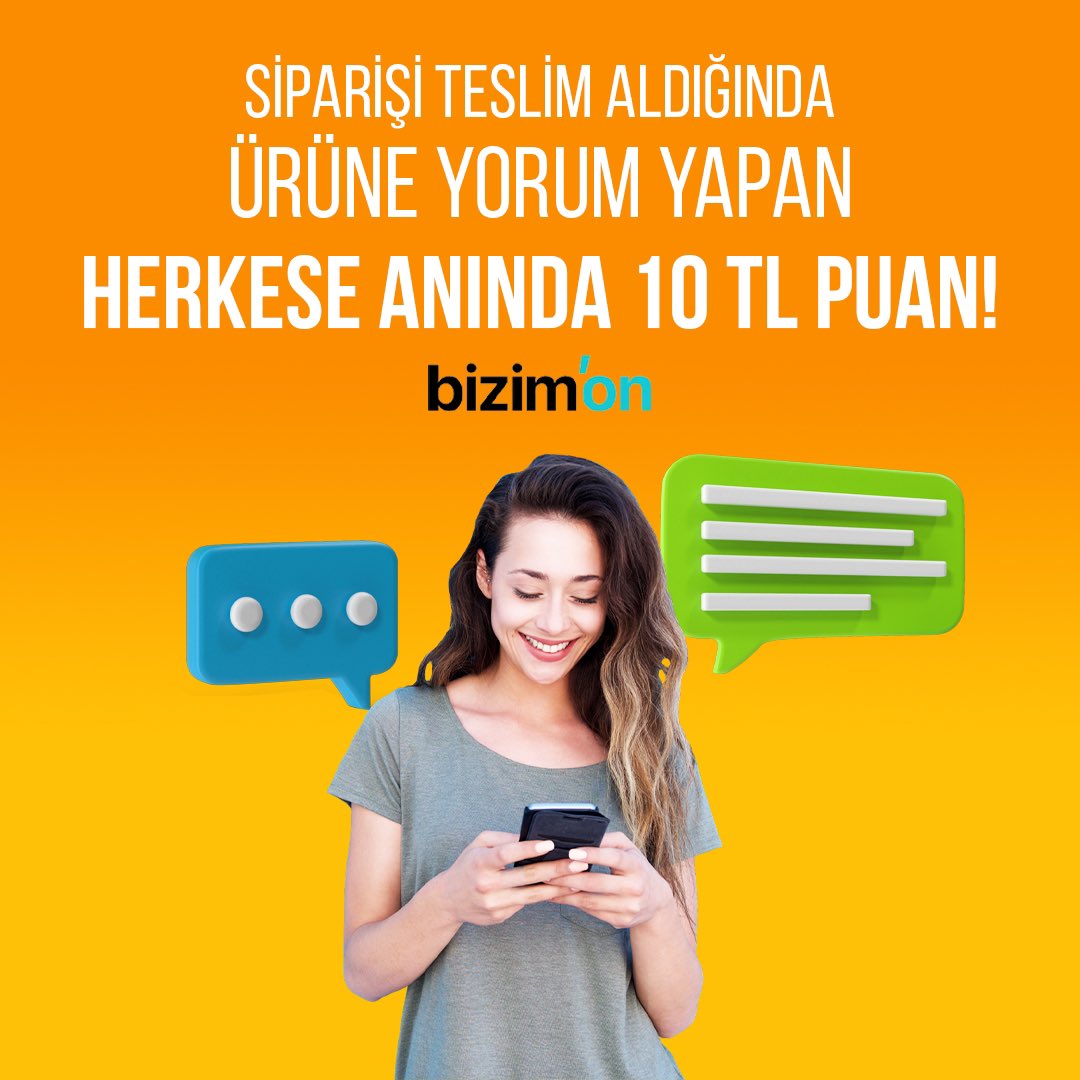 Bizimoncom's tweet photo. https://t.co/9aoxWIvT1B'dan verdiğin siparişi teslim aldığında ürün sayfasında yorumunu yaz, anında 10 TL puan cüzdanına yüklensin. 😍

#bizimon #sosyalalışveriş #birliktenindirimdoğar #eticaret #onlinesipariş #indirimliürünler #avantajlıfiyatlar https://t.co/3VVuIqh2hV