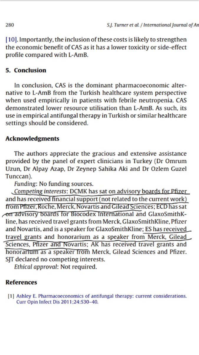 Devami: araştırma ortağı DCMK: 'Pfizer'in araştırma kurullarında yer aldı. Pfizer, Roche, Merck, Novartis ve Gilead'dan mali drstek almıştır.'