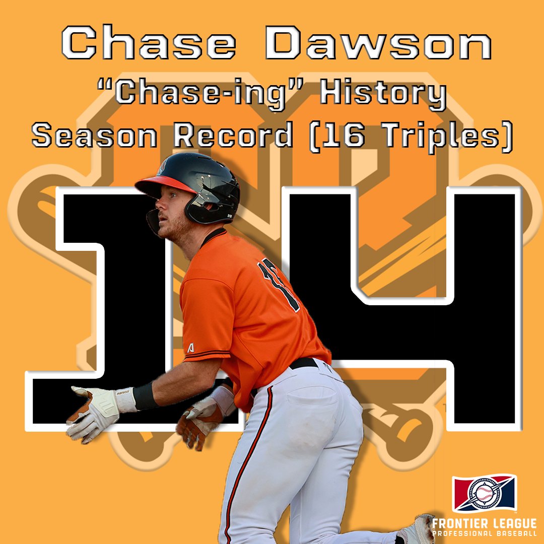 Chase Dawson is tearing up the baseball diamond for <a href="/boomersbaseball/">Schaumburg Boomers</a>, hitting 14 triples before hitting the half way mark of the season! On pace for nearly 30 triples this year and only 2 away from tying the Frontier League Record!

#NewFrontier