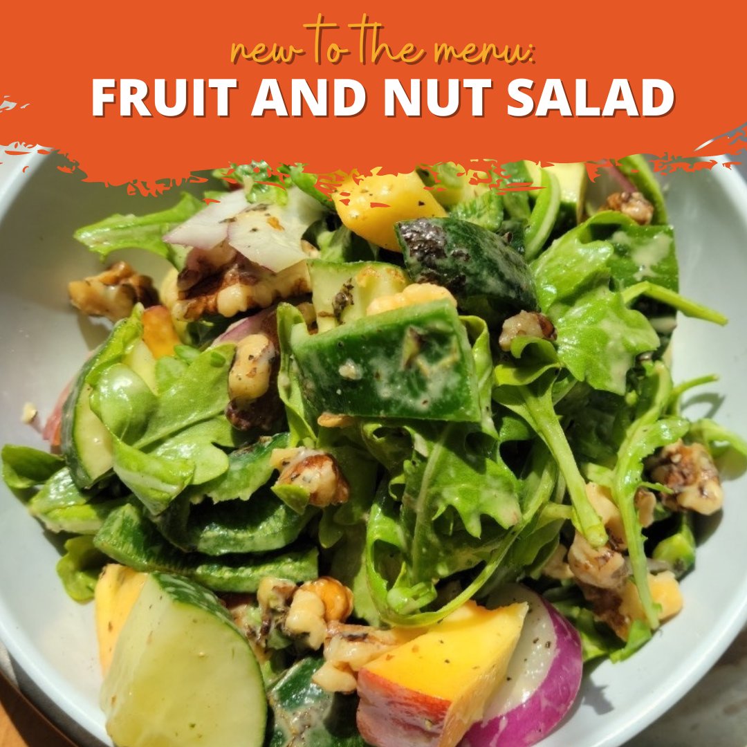 pompieripizza's tweet photo. Introducing our #newtothemenu Fruit and Nut Salad. The perfect summer balance of white balsamic vinaigrette, walnuts, peaches, charred poblanos, cucumber, and red onion. #durm #durham #durhamdowntown #durhamnc #durhameats #wheretoeatdurham #bullcity #bestofbullcity https://t.co/F4syT5jHrM