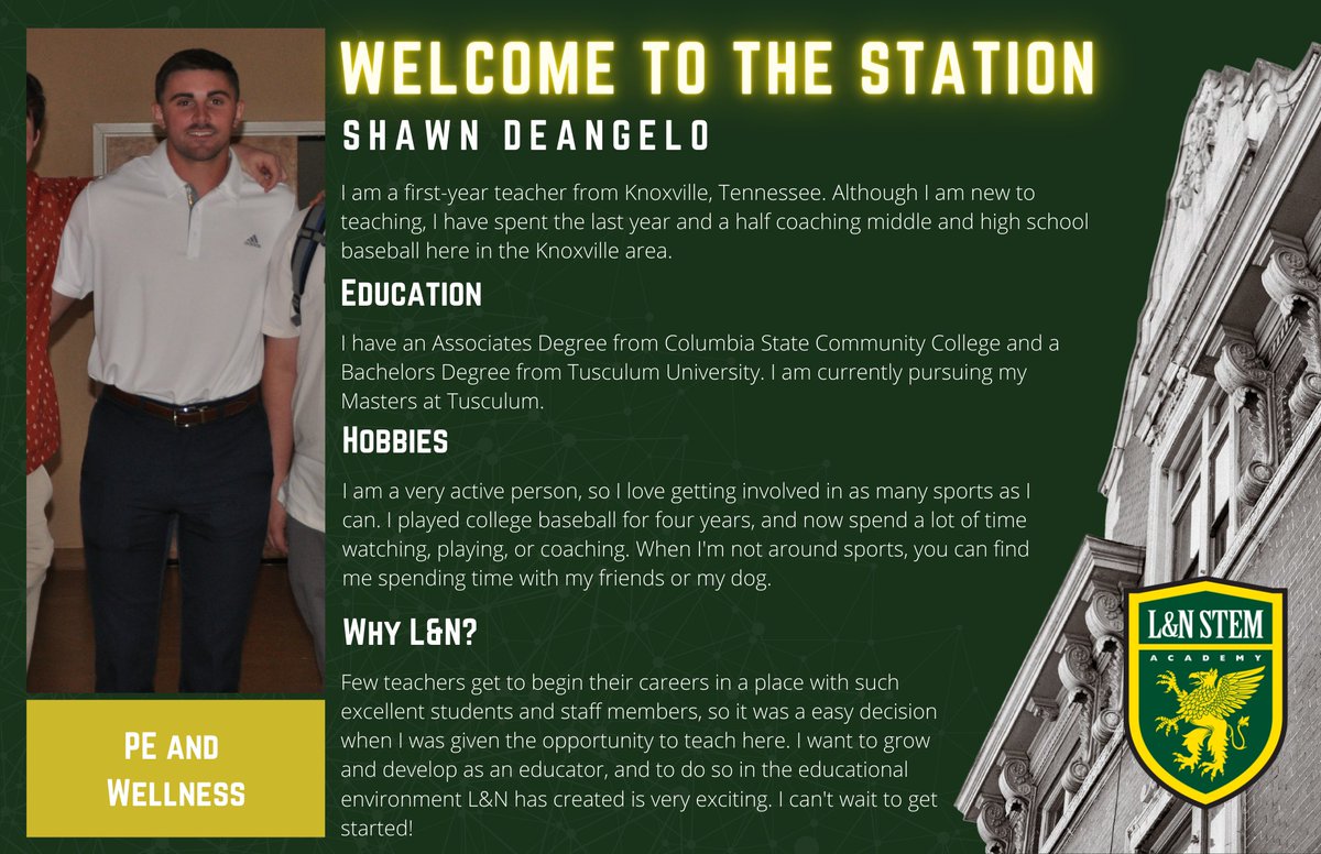 Welcome to the <a href="/LNSTEMAC/">L & N STEM Academy</a>, <a href="/shawn_deangelo/">Shawn DeAngelo</a>!