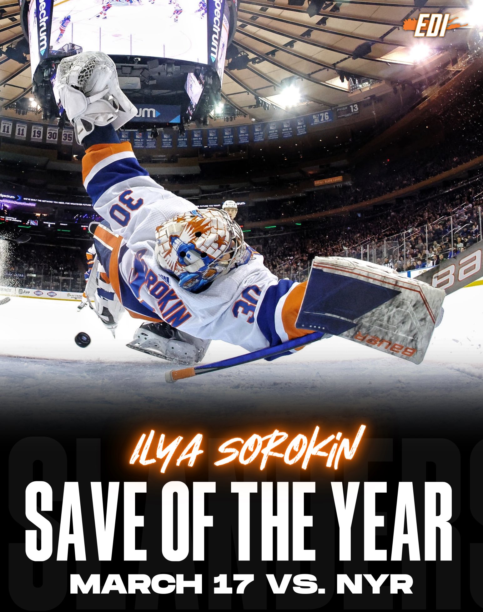 Running Out Of Words: Ilya Sorokin Makes INCREDIBLE Save in First Period -  New York Islanders Hockey Now
