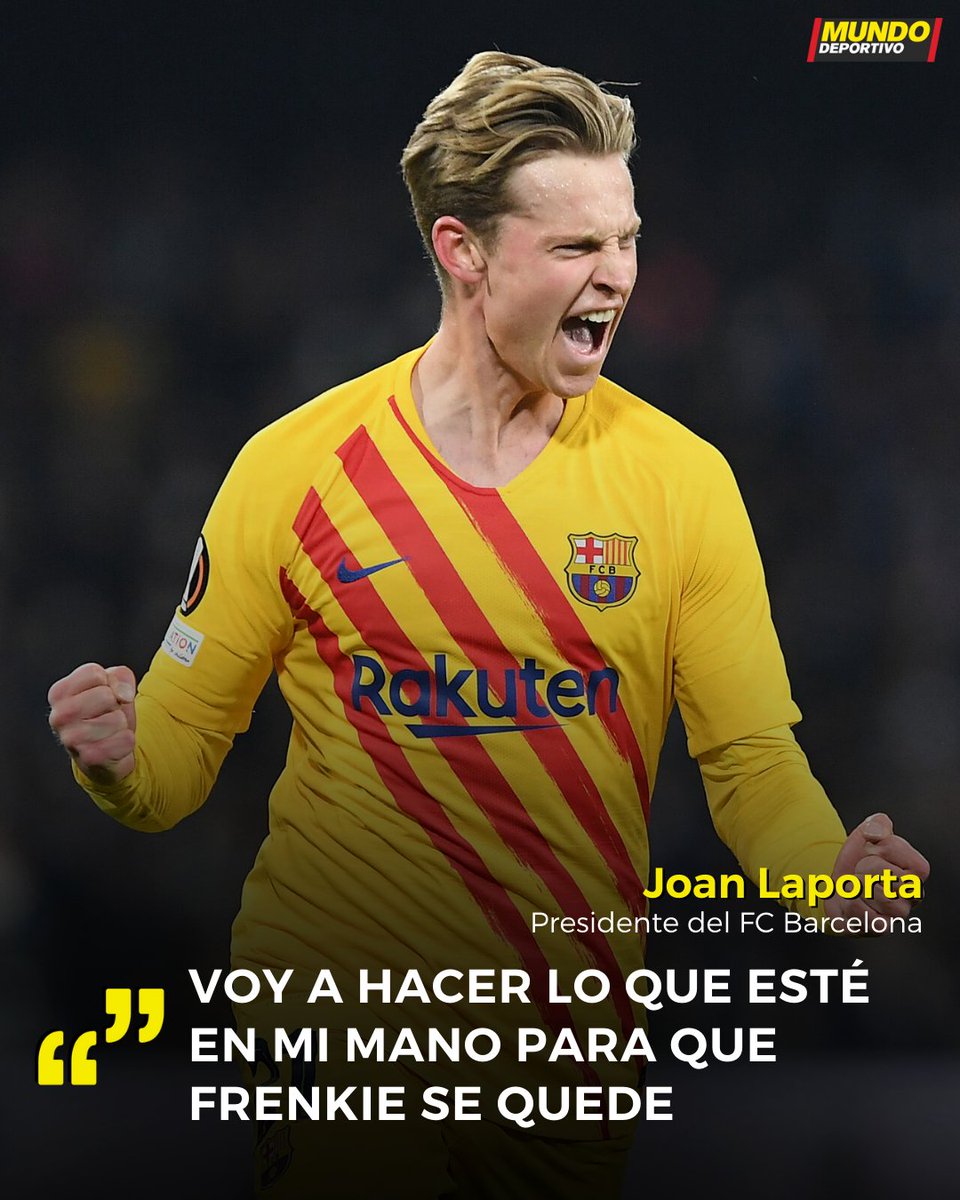 mundodeportivo's tweet photo. ‼️ Joan Laporta ha hablado del futuro de Frenkie de Jong durante un acto de homenaje a Johan Cruyff en el Hostal La Gavina de S'Agaró

💬 "Voy a hacer lo que esté en mi mano para que Frenkie se quede pero también es un tema salarial y habría que ajustarlo" https://t.co/cjeTfKTwDz