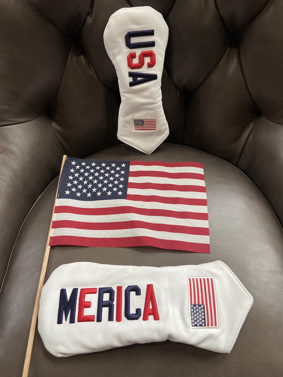 Percherke's tweet photo. Happy 4th of July! Expression head covers from golf’s luxury brand @linksandkings and custom MyJoys Premieres from #1 Shoe in Golf @footjoy #linksandkings #footjoy #4thofjuly #merica #friendsofjim https://t.co/r2j3CvcmBn