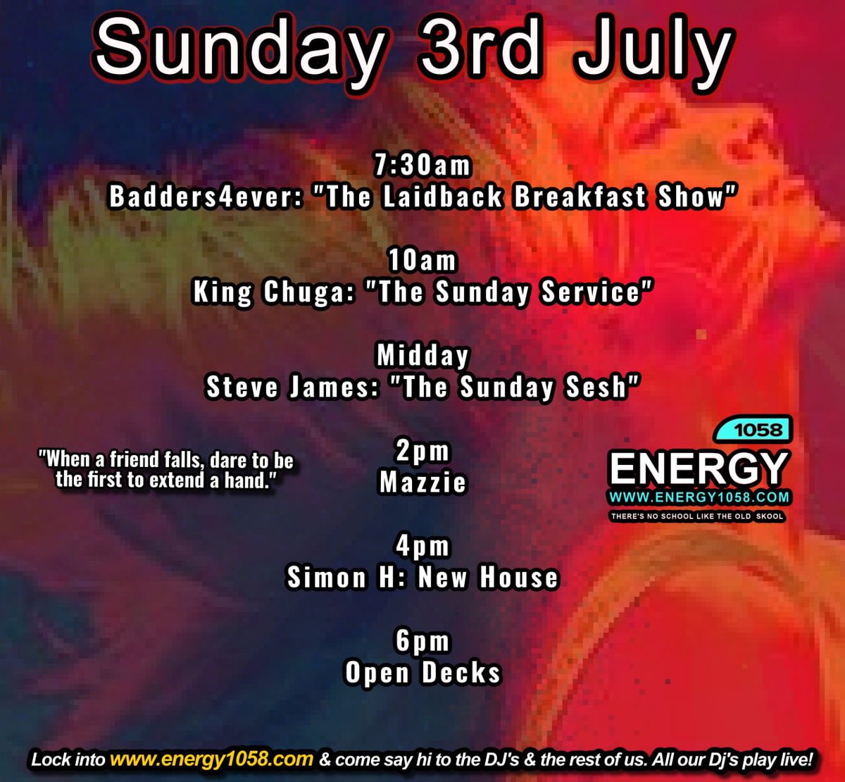 ⚠️ #Energy1058 
Sunday Bizness 
0️⃣7️⃣:3️⃣0️⃣ we’re LIVE
Come join us! 🙌🏽💙
•
Listen live ► energy1058.com
or radio-uk.co.uk//energy-1058-fm
Lock in or come say hi in the chatroom energy1058.com
@badders4ever <a href="/DJKandSJ/">stevejames+djknights</a> @DJmazzie