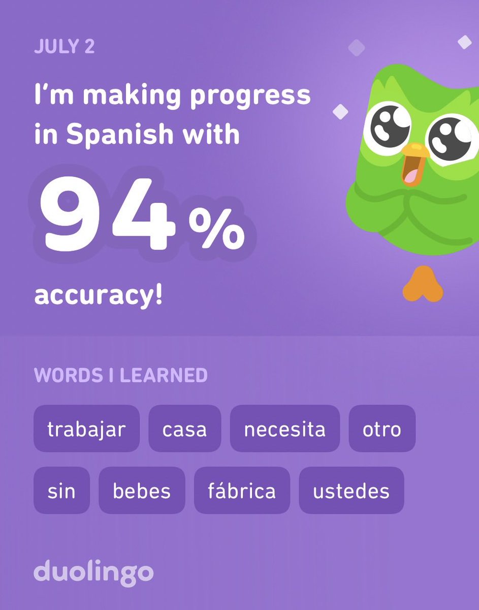 I’m learning Spanish on Duolingo! It’s free, fun, and effective.