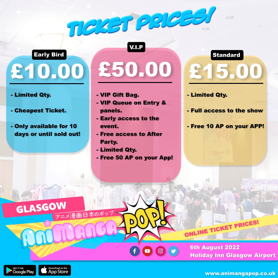 Animangapopuk's tweet photo. TIME TO BOOK!  🎟️ 
BOOK YOUR TICKETS HERE! --> https://t.co/SDls9U1D7f

We are heading to Scotland and we are super excited to showcase our event to all the Scottish Anime Fans! Make sure you book soon to avoid missing out!  🤩 

 #Anime #Animangapop #Glasgow #Scotland https://t.co/ZryUcLEHCd